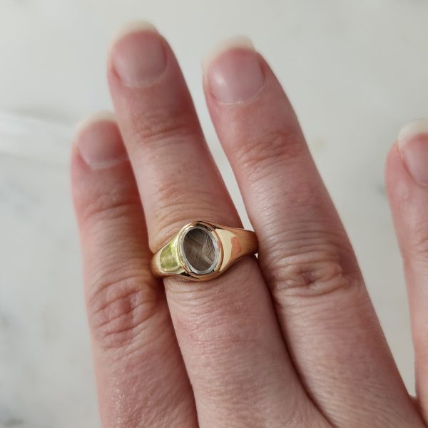 Chunky Glass Signet Ring 14k |18k Gold - Image 8