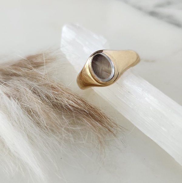 Chunky Glass Signet Ring 14k |18k Gold - Image 7