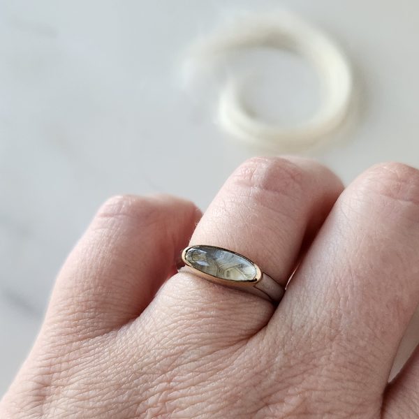 Slim Glass Signet Ring 14k |18k Gold - Image 3