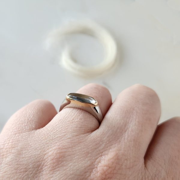 Slim Glass Signet Ring 14k |18k Gold - Image 5